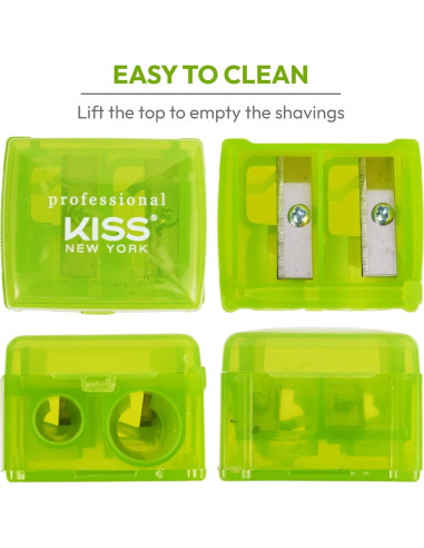 Sacapuntas Doble Profesional Kiss New York para Lápices Cosméticos