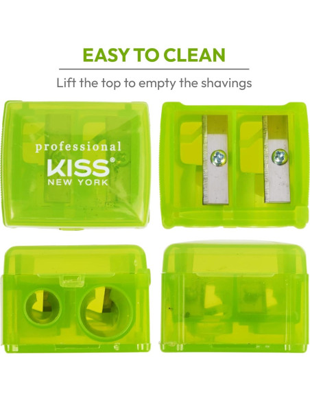 Sacapuntas Doble Profesional Kiss New York para Lápices Cosméticos