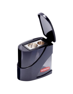 Sacapuntas Doble Orificio Derwent con Contenedor - Negro