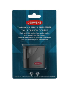 Sacapuntas Doble Orificio Derwent con Contenedor - Negro 2