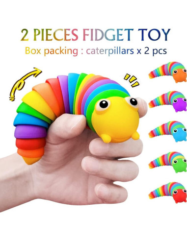 Juguete de descompresión LusterMoon Orugas Arcoíris 2 Piezas