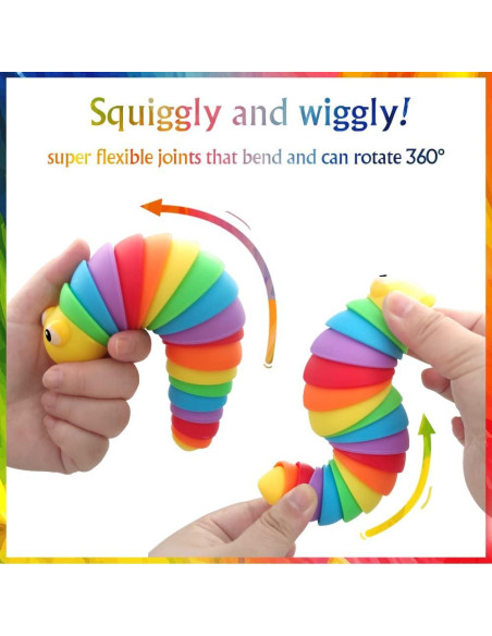 Juguete de descompresión LusterMoon Orugas Arcoíris 2 Piezas