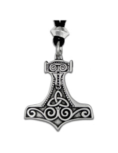 Collar Colgante Mjolnir Thor Peltre Joyería Nórdica 3.16 cm