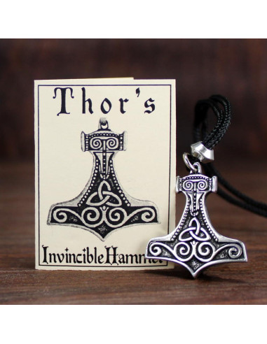 Collar Colgante Mjolnir Thor Peltre Joyería Nórdica 3.16 cm