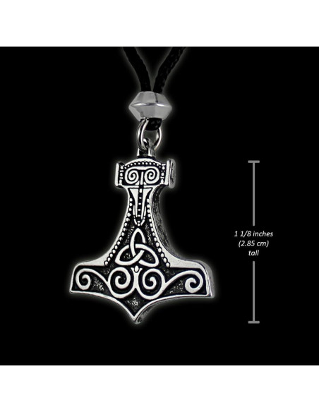 Collar Colgante Mjolnir Thor Peltre Joyería Nórdica 3.16 cm