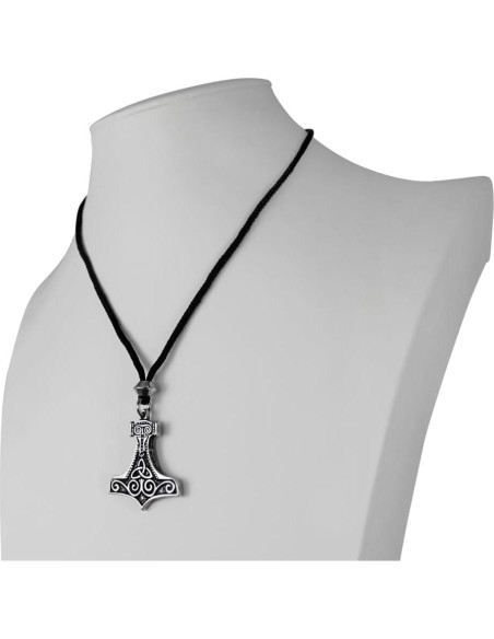 Collar Colgante Mjolnir Thor Peltre Joyería Nórdica 3.16 cm