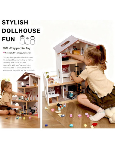 Casa de Muñecas de Madera ZippyZebra 6 Habitaciones 53 Piezas