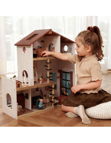 Casa de Muñecas de Madera ZippyZebra 6 Habitaciones 53 Piezas