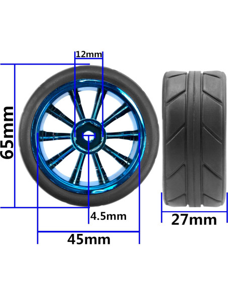 Neumáticos de Caucho 65mm y Ruedas de Plástico 12mm ShareGoo