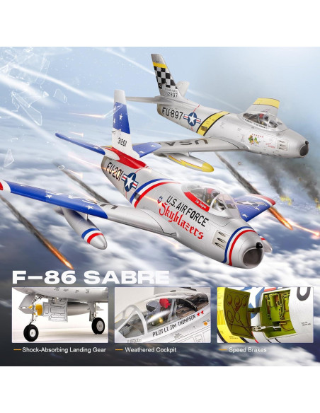 Avión RC FMS F-86 Skyblazer 80mm Azul PNP para Adultos