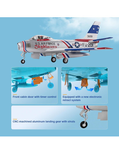 Avión RC FMS F-86 Skyblazer 80mm Azul PNP para Adultos