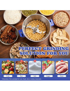 Molinillo de Granos Eléctrico Moongiantgo 500g Acero Inoxidable 2