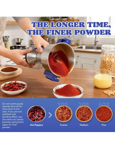 Molinillo de Granos Eléctrico Moongiantgo 500g Acero Inoxidable