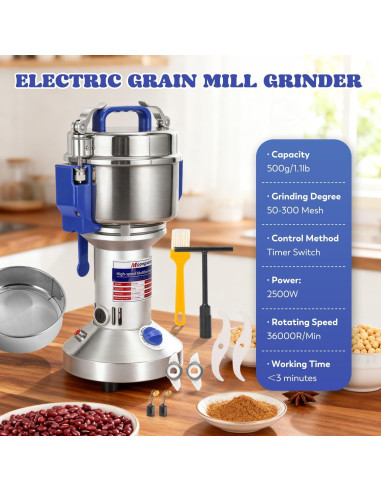 Molinillo de Granos Eléctrico Moongiantgo 500g Acero Inoxidable