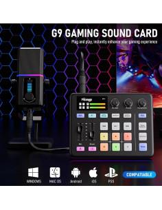 Mezclador de Audio Facmogu G9 con Bluetooth y RGB - Streaming 2