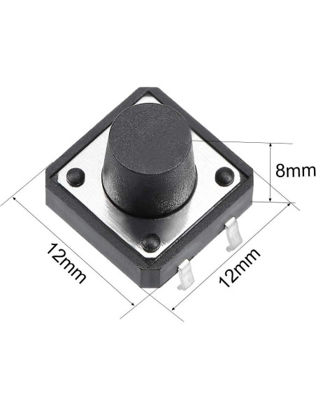 Interruptor Táctil Momentáneo uxcell 12x12x8mm 10PCS