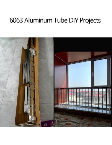 Tubo cuadrado de aluminio 6063 20x20mm 420mm 4 piezas