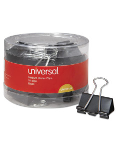 Clips de Carpeta Medianos Universal UNV11124 Negro 24/Paq