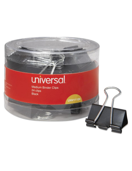 Clips de Carpeta Medianos Universal UNV11124 Negro 24/Paq