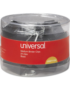Clips de Carpeta Medianos Universal UNV11124 Negro 24/Paq 2
