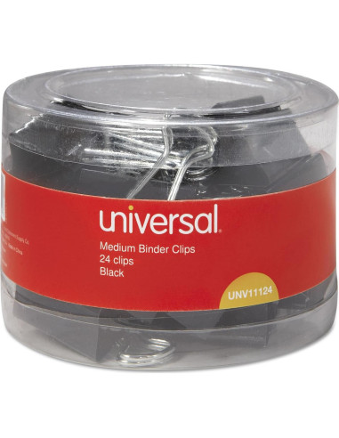 Clips de Carpeta Medianos Universal UNV11124 Negro 24/Paq