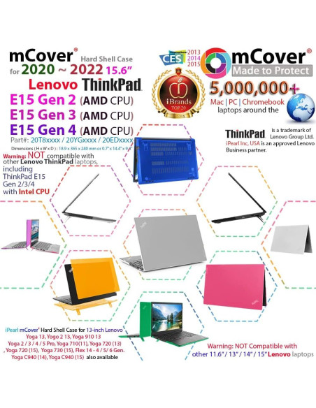 mCover Estuche Aqua para Lenovo ThinkPad E15 15.6" 2020-2022