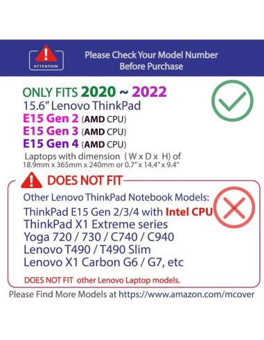 mCover Estuche Aqua para Lenovo ThinkPad E15 15.6" 2020-2022