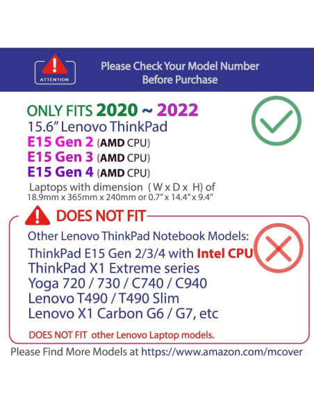 mCover Estuche Aqua para Lenovo ThinkPad E15 15.6" 2020-2022