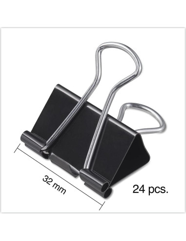 Clips de Carpeta Medianos Universal UNV11124 Negro 24/Paq