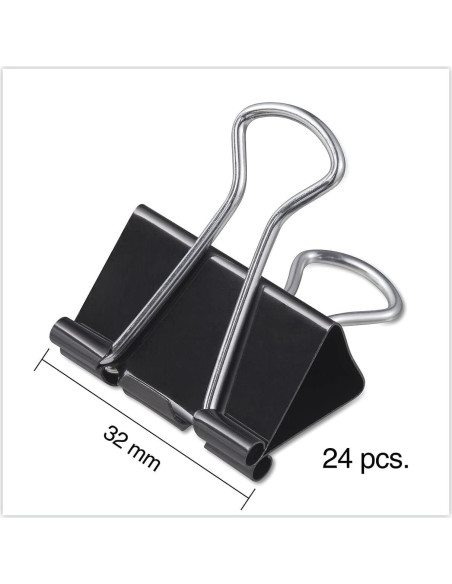 Clips de Carpeta Medianos Universal UNV11124 Negro 24/Paq