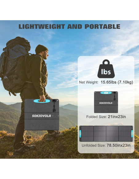 Panel Solar Plegable SOKIOVOLA 200W Monocristalino IP68