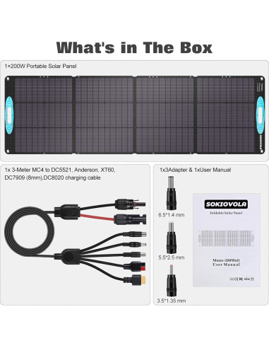 Panel Solar Plegable SOKIOVOLA 200W Monocristalino IP68