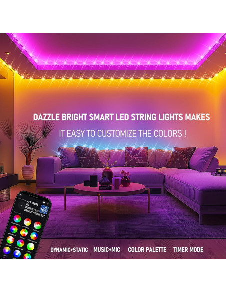 Luces de Navidad Inteligentes RGB Dazzle Bright 20M 200 LED