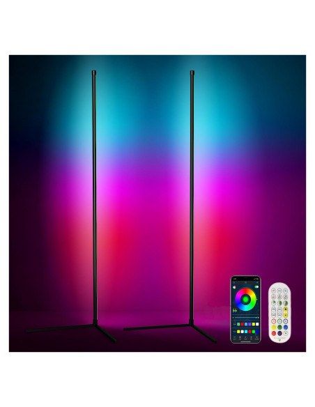 2 Lámparas de Pie RGB Fntek con Control Remoto y APP Bluetooth