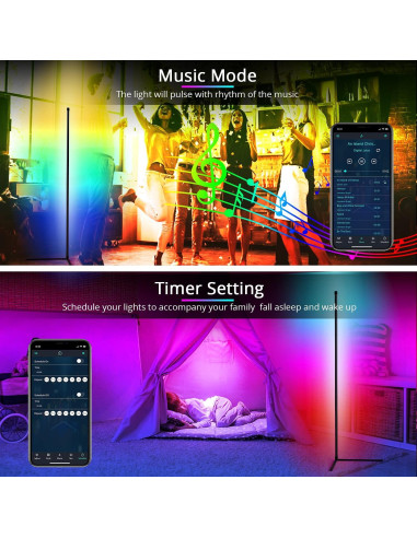 2 Lámparas de Pie RGB Fntek con Control Remoto y APP Bluetooth