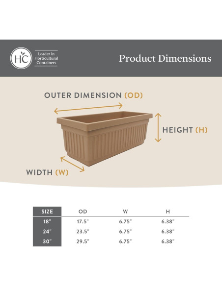 Caja de Macetas Larga The HC Companies 76.2 cm Chocolate Paquete 2