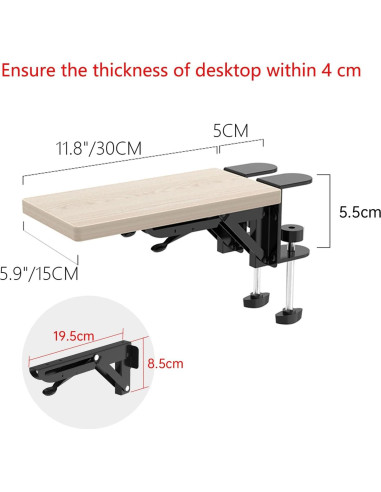 Bandeja de extensión ergonómica WITPOCE 30x15 cm Arce