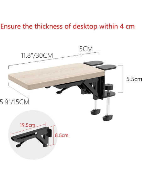 Bandeja de extensión ergonómica WITPOCE 30x15 cm Arce