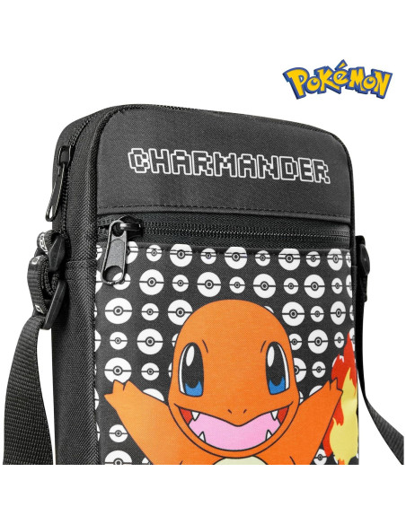 Bolsa Cruzada Pokemon Charmander Negra para Niños - 0.46L
