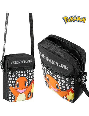 Bolsa Cruzada Pokemon Charmander Negra para Niños - 0.46L