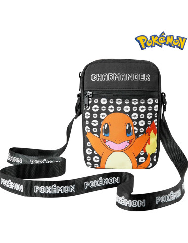 Bolsa Cruzada Pokemon Charmander Negra para Niños - 0.46L