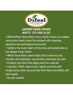 Crema de Manos Difeel Té Blanco y Aloe 100% Natural 39.4g (3 Pzas) 2