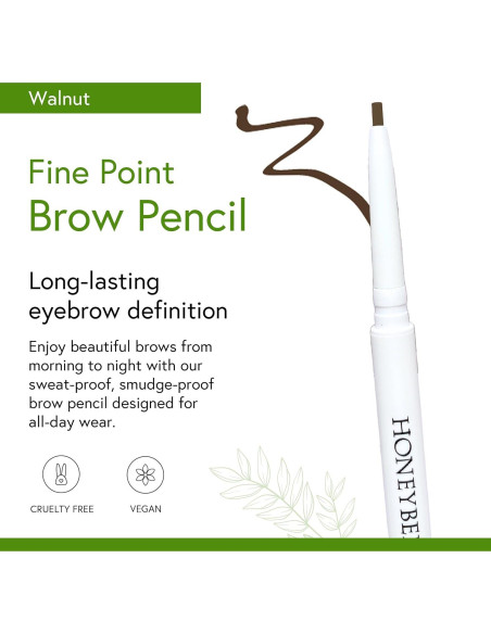 Lápiz de Cejas Honeybee Gardens Nogal 1.7mm Vegano Larga Duración