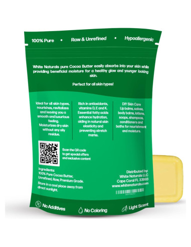 Manteca de Cacao Orgánica White Naturals 0.45kg Hidratante