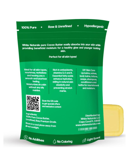 Manteca de Cacao Orgánica White Naturals 0.45kg Hidratante