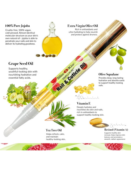 Bolígrafo de Aceite para Uñas Bliss Kiss Frambuesa 12.7cm