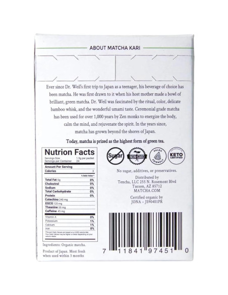 Palitos de Matcha Orgánico Ceremonial Dr. Weil - 12 Unidades