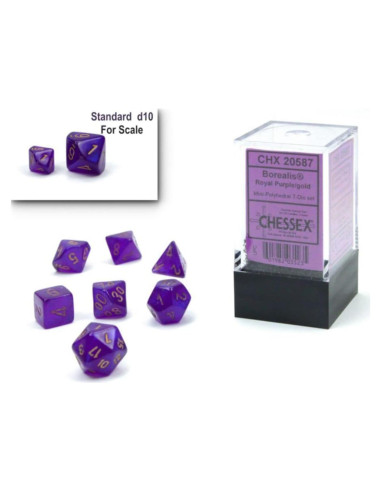 Juego de Dados Poliedricos Chessex Borealis Púrpura/Oro 10mm