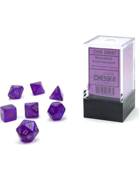 Juego de Dados Poliedricos Chessex Borealis Púrpura/Oro 10mm