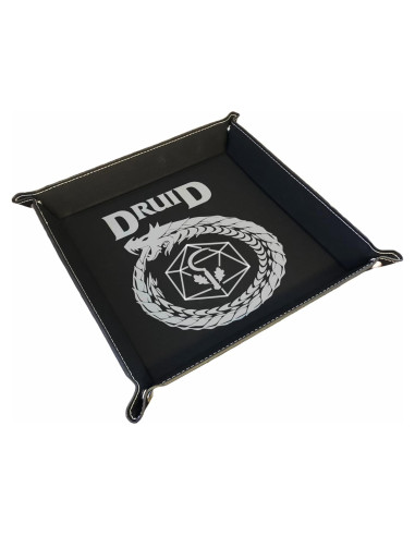 Bandeja de Dados DND Grabada en Cuero Sintético Negro 32.7cm